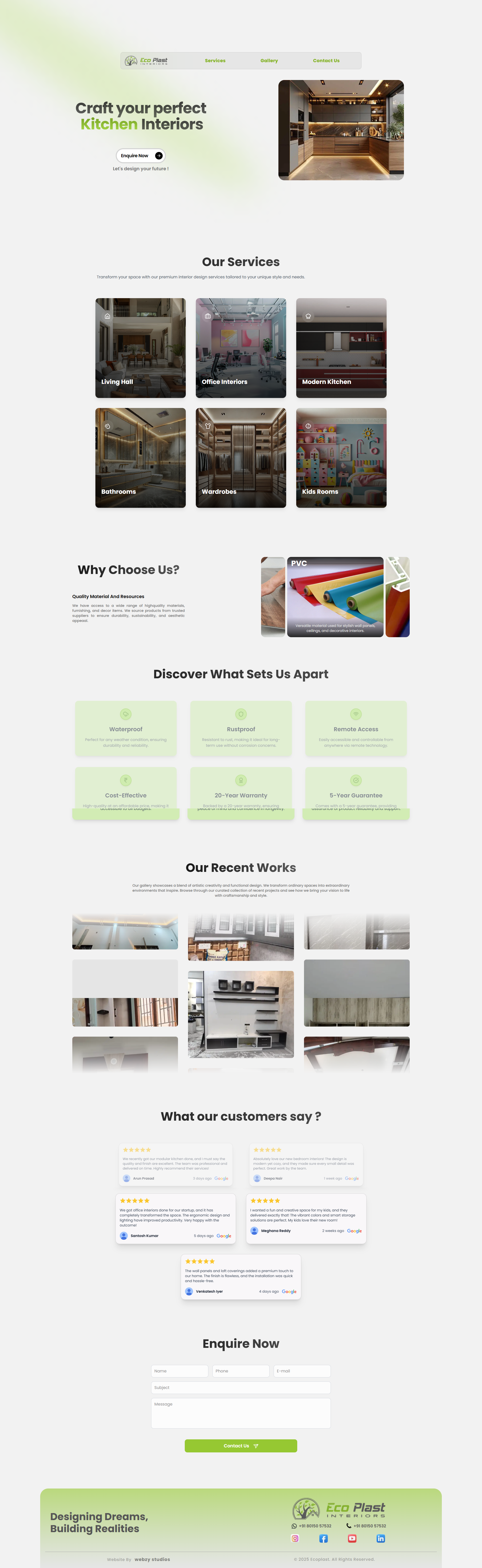 Ecoplast Interiors Website Redesign full page design